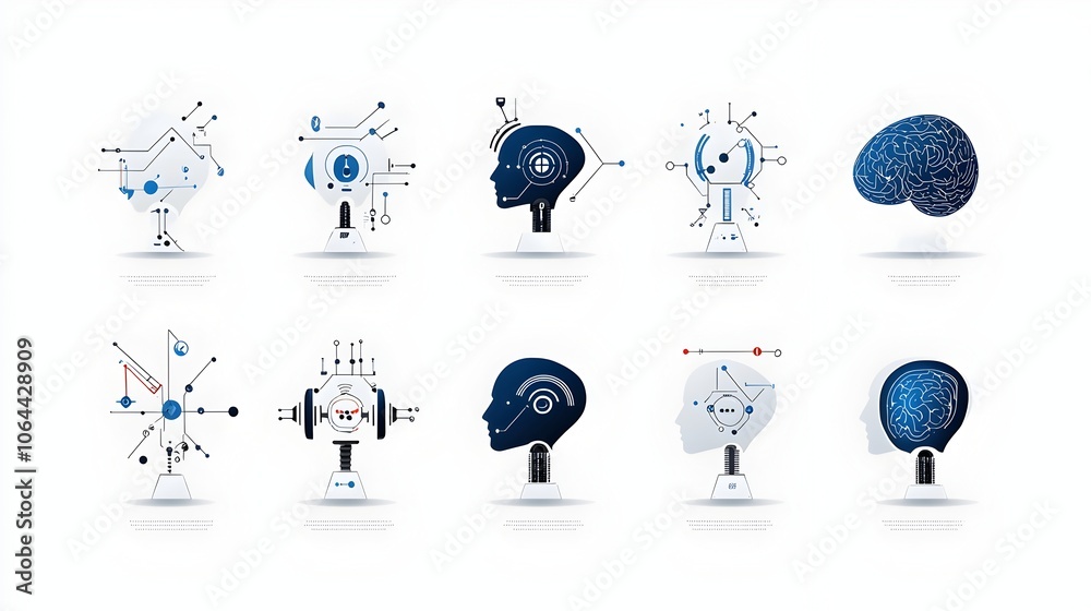 Predictive Coding Ai Icon Collection of AI powered digital icons featuring a robotic head design ...