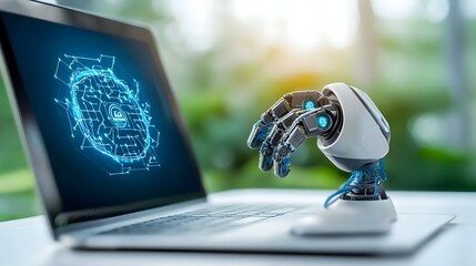 Fototapete - Collection of technology icons including neural networks machine learning and smart robots on a clean white background  Digital technology science and innovation concept