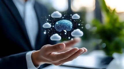 Fototapete - The intelligence icon set features a comprehensive collection of digital symbols and graphics representing data clouds machine vision and smart technology innovations  Designed with a clean