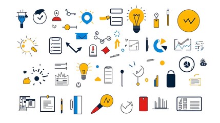 Leinwandbilder - Comprehensive Collection of Survey Icons Displaying Feedback Ratings Poll Results and Data Analytics Symbols Rendered in Format for Business Reports and Presentations