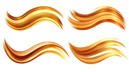 Poster - Golden Wavy Bands Flowing Gracefully Across a White Background Generative AI