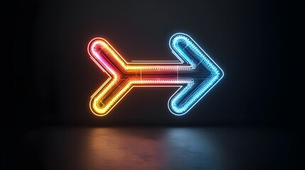 Aufkleber - Elegant multicolored beam arrow gracefully pointing to the right showcasing movement speed and energy on a sleek black background