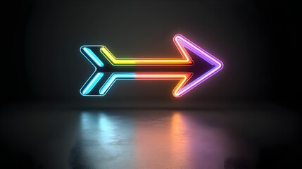 Aufkleber - Vibrant colorful arrows created by dynamic beams of glowing light with a sleek speedy appearance against a dark background  This digital graphic represents forward movement energy