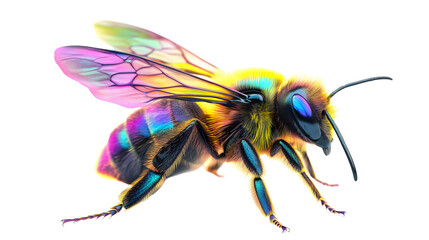 Wall Mural - Isolated colorful bee on transparent background
