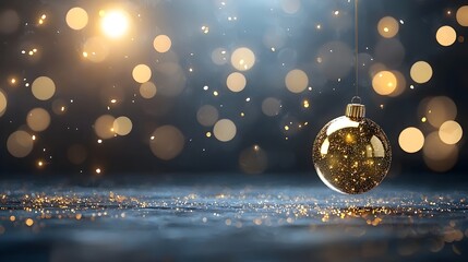 Leinwandbilder - Captivating scene of golden particles dancing and floating in the air over a dark background