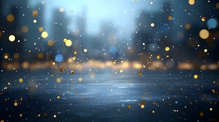 Fototapete - Captivating golden particles scattered across a dark backdrop forming mesmerizing bokeh and luminous light spots that create an enchanting ethereal and mystical effect