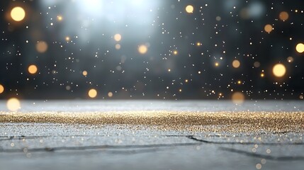 Aufkleber - Enchanting dark scene with glistening golden particles and dreamy bokeh effects casting a captivating display of luminous light spots throughout the mysterious background