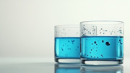 Poster - Blue Water in Glasses with Bubbles