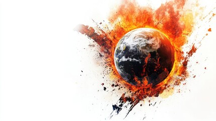 Poster - Explosive Artistic Representation of a Burning Earth