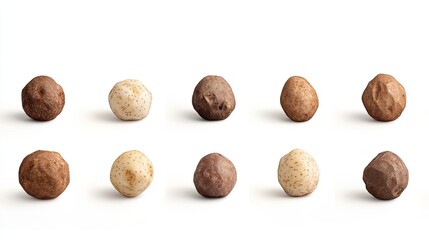 Poster - Varied Textured Stones on White Background