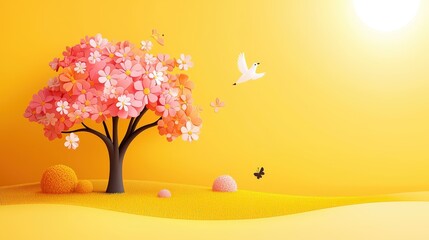 Poster - A cheerful bright yellow background adorned with whimsical illustrations, perfect for creating lively visuals in children products, party invitations, or any design that seeks to spread joy.