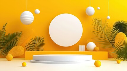 Fototapete - A cheerful yellow color background with abstract designs, perfect for creating lively visuals in marketing materials, event promotions, or any design that seeks to stand out.