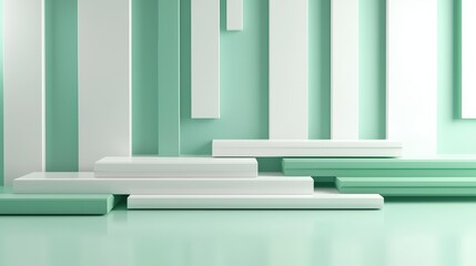 Poster - A chic green and white background featuring modern geometric patterns, ideal for creating stylish visuals in fashion branding, contemporary art, or tech projects.
