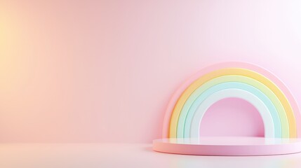 Poster - A clean and minimal rainbow background showcasing a delicate blend of pastel colors in a smooth gradient, perfect for social media graphics, invitations, and creative projects that exude tranquility.