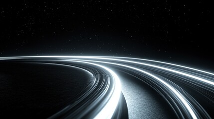 Poster - Bright Neon Lines in Dark Space