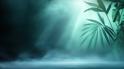Poster - A deep dark green background illuminated by soft light, ideal for creating a calming atmosphere in wellness materials, nature-themed designs, or holiday promotions.