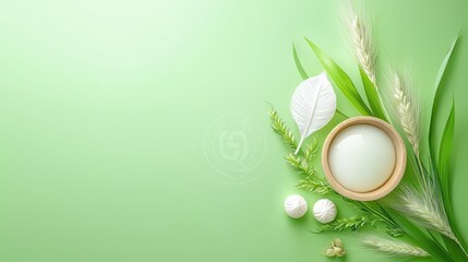 Poster - A delicate light green background showcasing simplicity and clarity, perfect for use in eco-friendly branding and natural product photography.