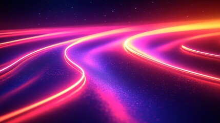 Poster - Vibrant Neon Lines in Dark Space