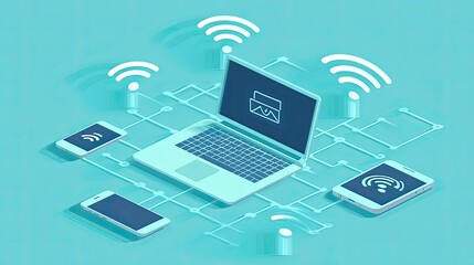 Poster - Digital Art of Wireless Connections and Devices