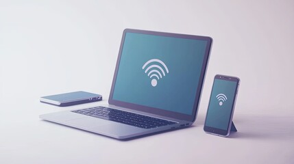 Poster - Modern Devices with Wi-Fi Symbol for Connectivity Concept