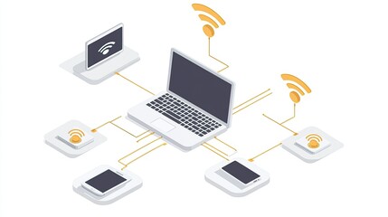 Poster - Digital Connections and Wireless Technology Illustration
