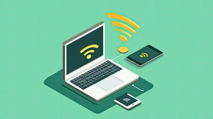 Poster - Digital Devices with Wi-Fi Signals in Modern Design
