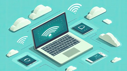 Poster - Digital Network Art with Cloud Technology Concept