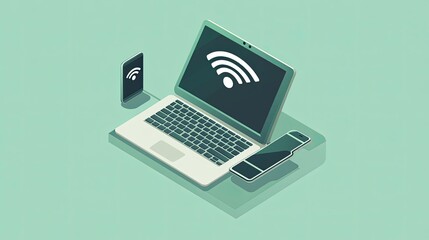 Poster - Digital Devices with Wireless Connectivity Symbols