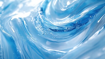 Poster - A macro shot of a smooth, blue gel texture with bubbles suspended throughout