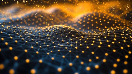 Poster - Abstract Digital Network with Glowing Particles