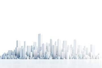 Cityscape Illustration With Skyscrapers At The Waterfront isolated On A white Background.