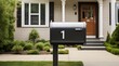 © MUNTAHA - Urban mailbox with number 11 in front of new house.generative.ai