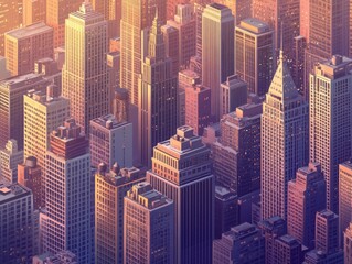 Poster - Captivating modern cityscape illustrations in isometric style featuring urban life and architectural wonders