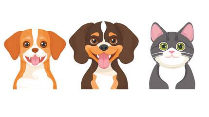 Poster - Happy Dogs and a Cat Posing for Cheerful Portraits Together Generative AI
