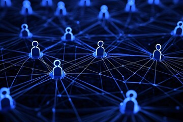 Poster - Abstract representation of a digital network with interconnected nodes, symbolizing communication and connectivity in a modern world.