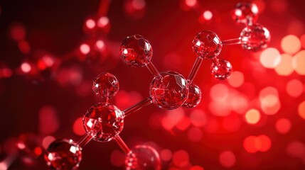 Red nano molecules structure particles research DNA lab test background wallpaper AI generated image