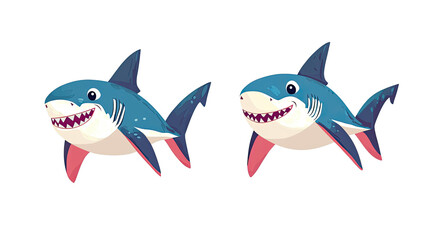 Poster - Colorful Shark Illustrations Showcasing Playful Underwater Creatures Generative AI