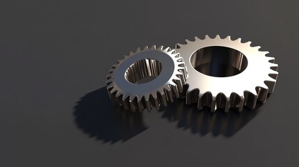 Two interlocking gears working smoothly together, symbolizing teamwork, precision, and mechanical efficiency, highlighting the concept of synchronization and seamless function in engineering 