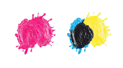 Poster - Bright Cyan Magenta Yellow and Black on White Canvas Generative AI