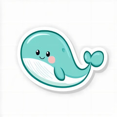 Cute 3D Cartoon Whale Sticker Illustration