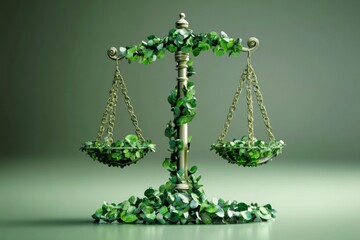 The scales of justice personifying eco-friendly investments.