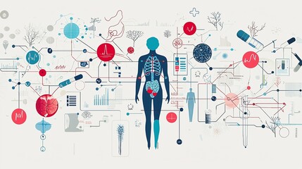 Fototapete - Explore the intricate connections of the human body through an engaging infographic that illustrates health and science interactions