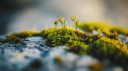 Aufkleber - Explore the intricate details of moss growth on rock surfaces through stunning macro photography