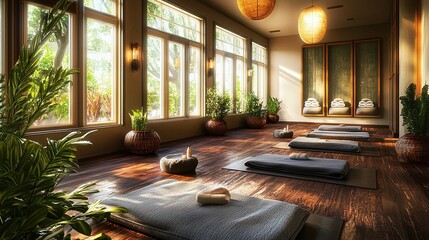 Poster - Discover serenity transform your mind and body at a peaceful wellness retreat setting that emphasizes relaxation