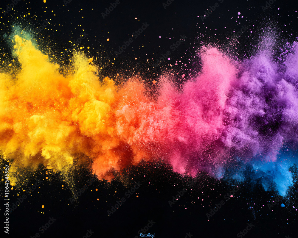 Witness the stunning display of vibrant colored powder bursting into ...
