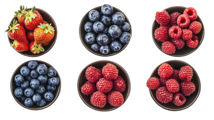 Poster - Fresh Berries in Bowls With Vibrant Colors and Textures Generative AI