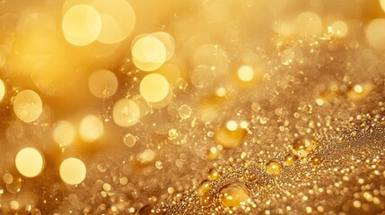 Poster - Golden Bokeh with Droplets on Surface