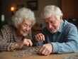 © useful pictures - Elderly Couple Enjoying Quality Time Together While Completing a Jigsaw Puzzle at Home in a Cozy and Warm Environment During the Afternoon