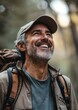 © Lifestyle Images - A man with a backpack and a hat is smiling
