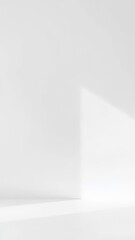 Fototapete - Minimalist white interior with soft shadows and geometric light patterns, ideal for sleek modern designs